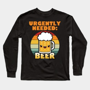 Retro Vintage Cute Kawaii Beer Cartoon Meme Gift For Beer Drinkers Long Sleeve T-Shirt